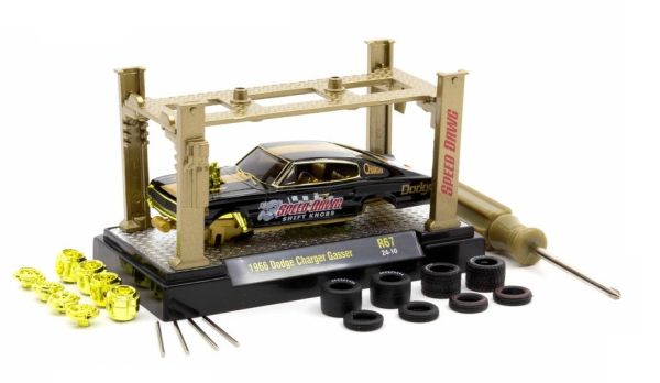 M2M-37000-67-C-DORE - DODGE Charger Gasser 1966 Noir et Doré MODEL KIT sous blister - 1