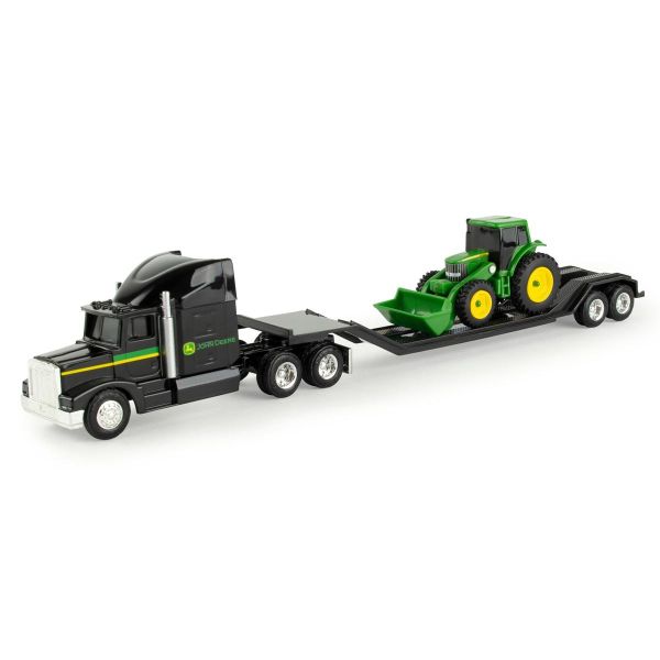 ERT37382NOIR - Camion Noir 6x4 avec porte engins et tracteur JOHN DEERE - 1