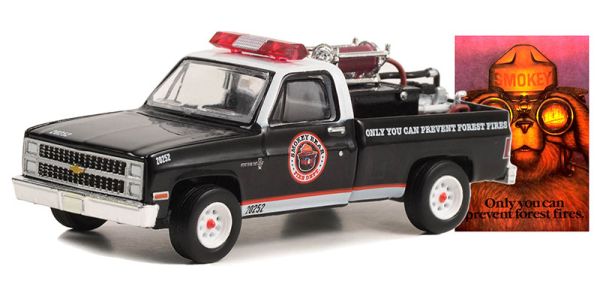 GREEN38040-C - CHEVROLET C20 1982 noir Incendie de forêt de la série SMOKEY BEAR sous blister - 1