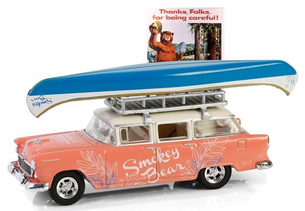 GREEN38070-A - CHEVROLET Two-Ten Townsman 1955 avec canoë sur le toit de la série SMOKEY BEAR sous blister - 1