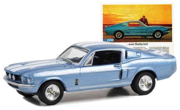 GREEN39130-C - FORD Mustang Shelby GT500 1967 bleu de la série VINTAGE AD CARS sous blister - 1