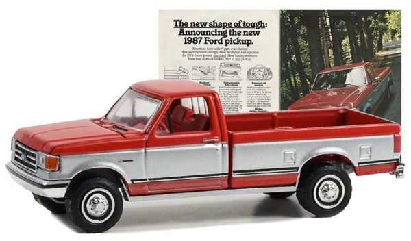 GREEN39130-F - FORD F-150 1987 rouge et gris de la série VINTAGE AD CARS sous blister - 1