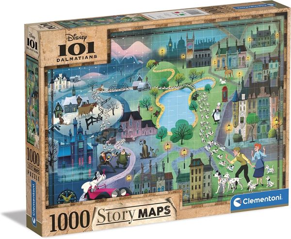 CLE39665 - Puzzle 1000 pièces Disney maps Les 101 Dalmatiens - 1