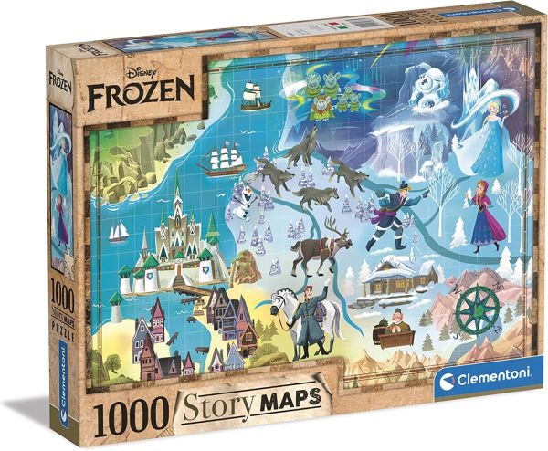 CLE39666 - Puzzle 1000 pièces Disney maps La Reine des Neiges - 1