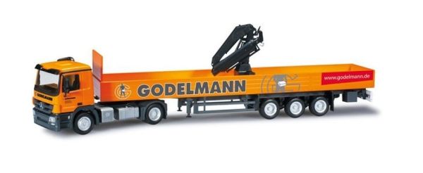HER302579 - MERCEDES Actros M avec remorque plateau grue GODELMANN - 1