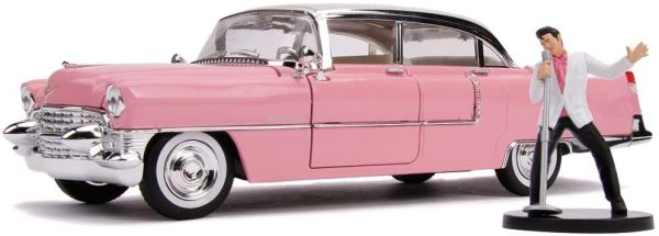 JAD31007 - CADILLAC fleetwood 1955 rose avec figurine Elvis - 1