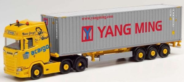 HER312318 - SCANIA CS 20 HD 6x2 avec remorque porte container ACARGO et container 40 Pieds YANG MING - 1