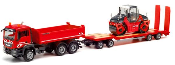 HER312349 - MAN TGS 6x4 benne avec port engins et rouleau HAMM CV90 KUTTER - 1