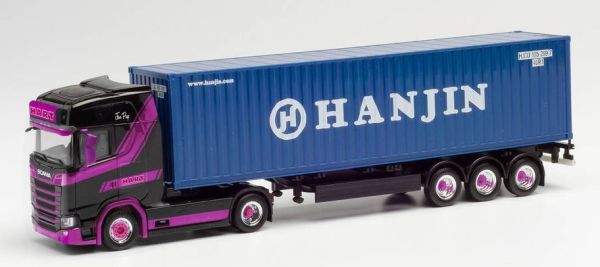 HER313155 - SCANIA CS 20 HD 4x2 avec porte container 3 Essieux HART et container HANJIN - 1