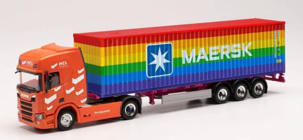 HER314695 - SCANIA CR 20 C. 4x2 avec porte container 3 Essieux HCL Logistique et container 40 pieds MAERSK - 1