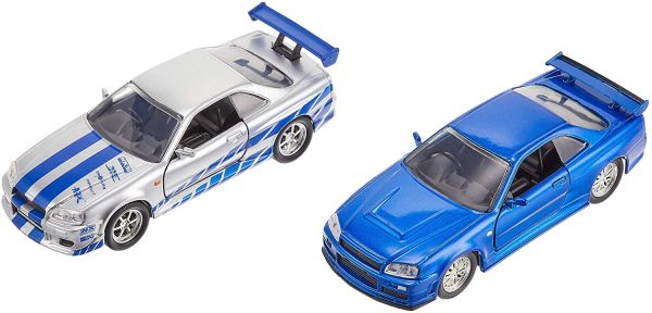 JAD31980 - Pack 2 NISSAN GTR R34 bleue et grise Fast and Furious - 1