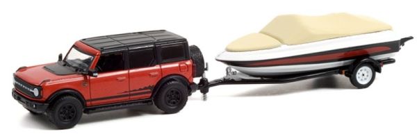 GREEN32230-D - FORD Bronco Wildtrack 2021 avec remorque et bateau HITCH & TOW sous blister - 1