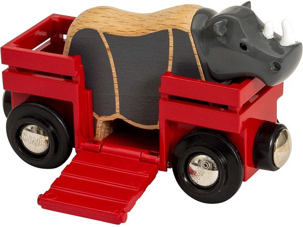 BRIO33968 - Wagon d'animaux – Rhinocéros - 1