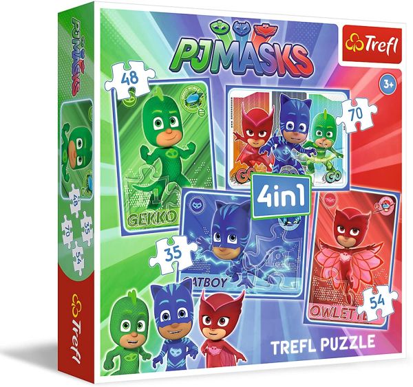 TRF34291 - 4 Puzzles 35-48-54-70 Pièces PJMASKS - 1