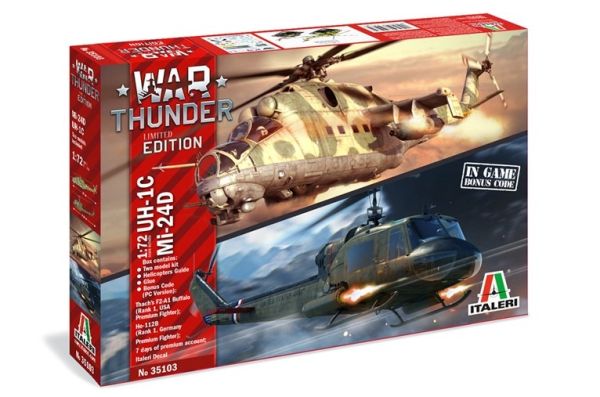 ITA35103 - Hélicoptères MIL MI-24 D + UH 1C WAR THUNDER à assembler et à peindre - 1
