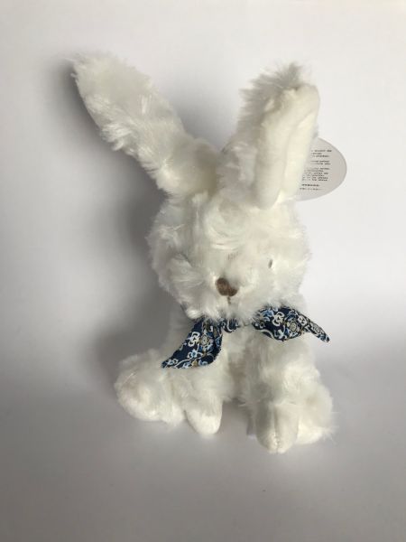 DC3818-04 - Lapin chouchou doudou avec foulard fleuri bleu - 1