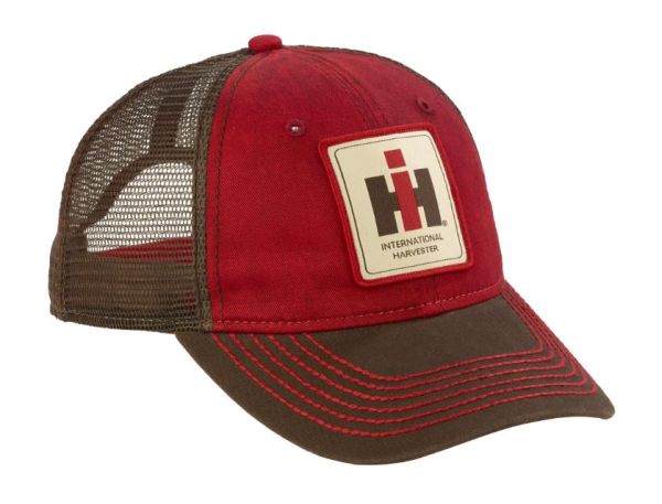 400863 - Casquette marron et rouge avec logo IH aspect vieilli - 1