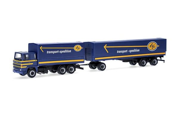 HER320719 - SCANIA 141 6x4 avec caisse et remorque 1+2 essieux ASG - 1