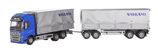 EMEK40954 - VOLVO FH16 750 6x4 bleu porteur avec remorque bâchée 2+2 Essieux - 1