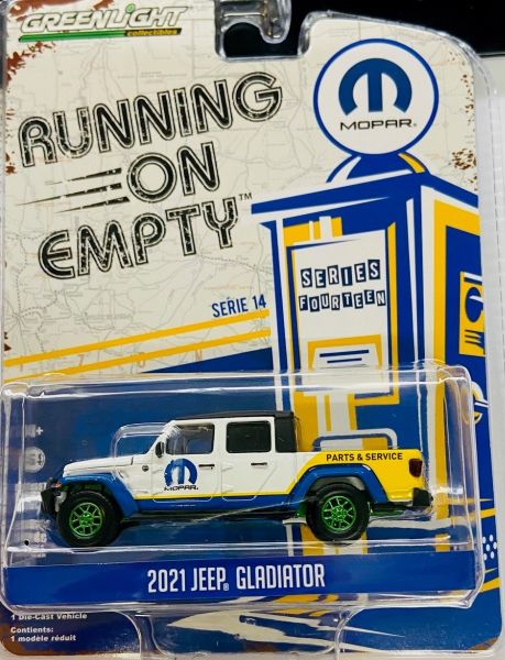 GREEN41140-FVERT - JEEP Gladiator 2021 avec jantes vertes MOPAR de la série RUNNING ON EMPTY sous blister - 1