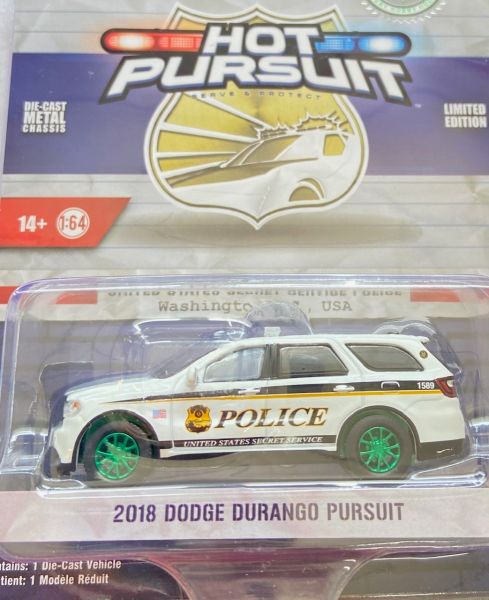 GREEN43015-EVERT - DODGE Durango Pursuit jantes vertes 2018 Services secret des États-Unis de la série HOT PURSUIT sous blister - 1