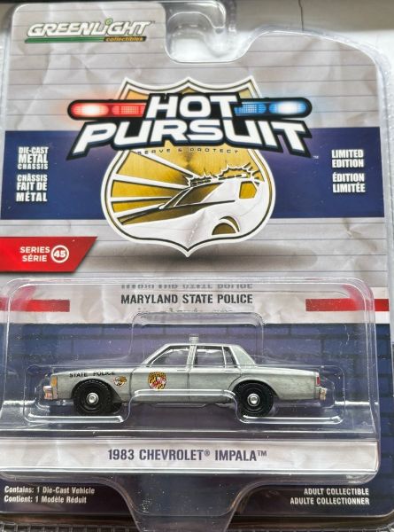 GREEN43030-A-GRIS - CHEVROLET Impala 1983 couleur grise Police de Maryland de la série HOT PURSUIT sous blister - 1