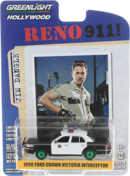 GREEN44980-B_VERT - FORD Crown Victoria Interceptor 1998 avec jantes vertes du film RENO 911 ! sous blister - 1