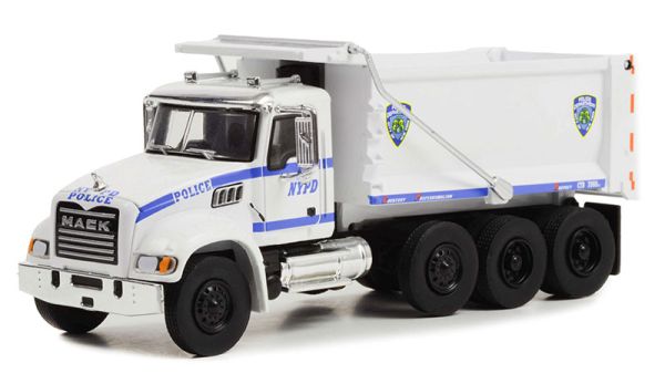 GREEN45160-B - MACK granite Benne 8x4 2019 Police NYPD de la série S.D TRUCKS sous blister - 1