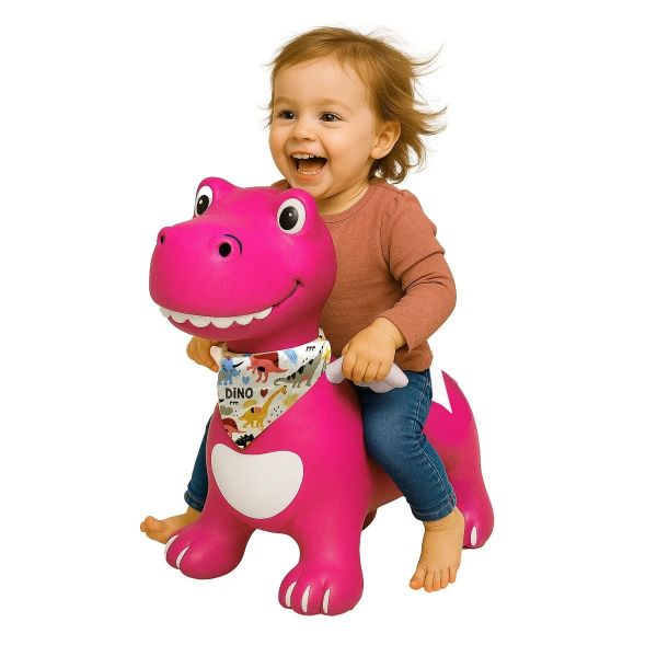 JAM466008 - Animal rebondissant Dino avec ailes HoppyDoo rose avec pompe - 1
