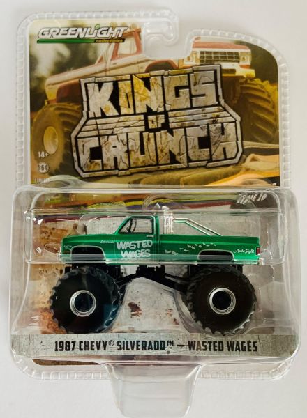 GREEN49100-DVERT - CHEVY Silverado 1987 Vert WASTED WAGES de la série KING OF CRUNCH sous blister - 1
