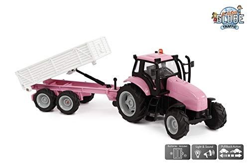 KID510241 - Tracteur rose avec remorque - 1