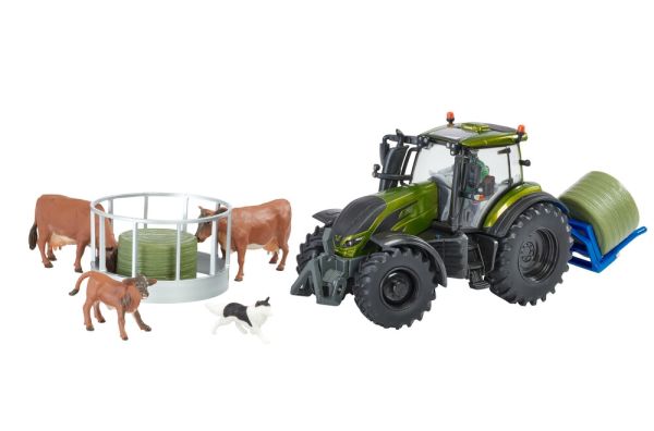 BRI43323 - VALTRA vert olive métallisé avec mangeoire et chargeur de balles  - 1