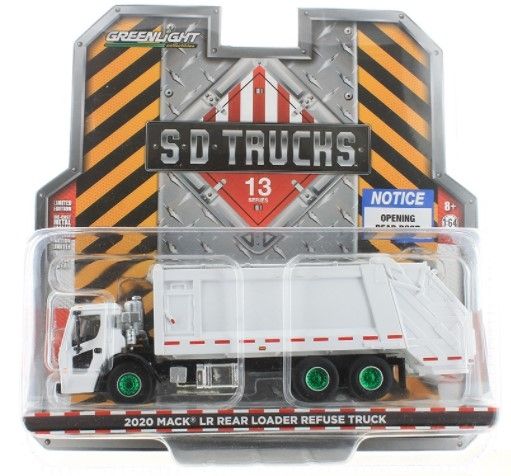 GREEN45130BVERT - MACK LR 6x4 2020 poubelle jantes verte S.D TRUCK sous blister - 1