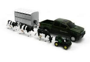 ERT42923 - Pick-up JOHN DEERE avec bétaillére +3 vaches et Quad - 1