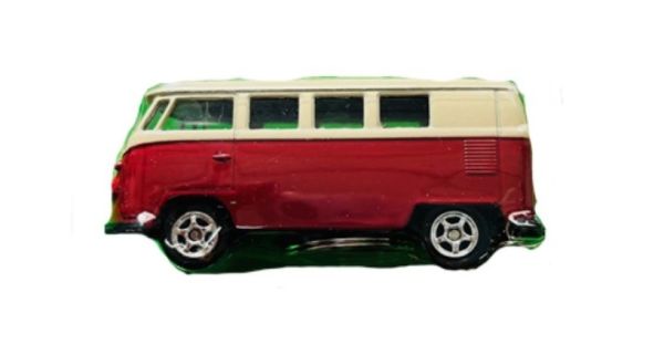 WEL52020K-ROUGE - Porte clés VOLKSWAGEN bus type 1 1963 rouge et blanc - 1