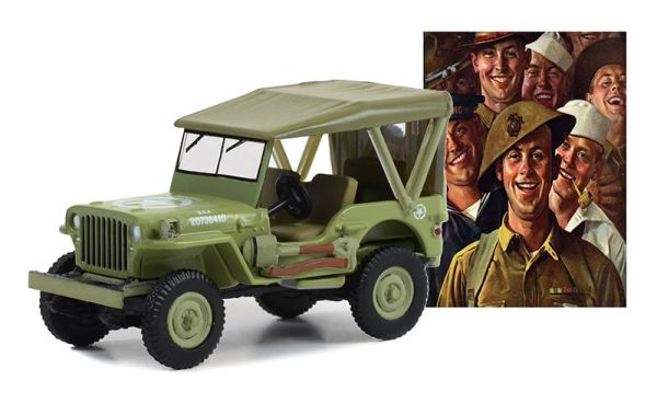 GREEN54080-B - Willys MB JEEP 1945 U.S. Army de la série NORMAN ROCKWELL sous blister - 1