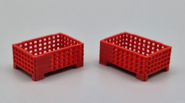 MSM5471/06 - 2 Caisses-palettes grillagées mi-hauteur Rouge - L.24 x l.16 x H.10.3 mm - 1