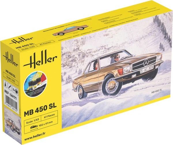 HEL56171 - Kit de démarrage avec peinture et accessoires - MERCEDES-BENZ 450 SL à assembler - 1
