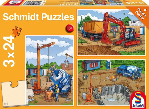 SCM56200 - 3 Puzzles 24 Pièces avec poster Sur le chantier - 1