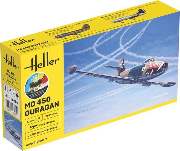HEL56201 - Kit de démarrage avec peinture et accessoires - DASSAULT MD 450 Ouragan à assembler - 1