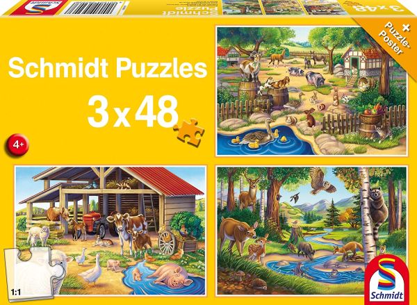 SCM56203 - 3 Puzzles 48 Pièces tous mes animaux préférés - 1