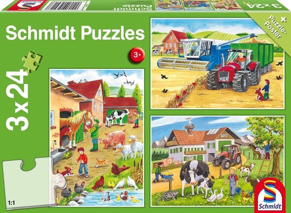 SCM56216 - 3 Puzzles 24 Pièces A la ferme avec poster - 1