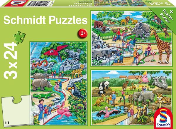 SCM56218 - 3 Puzzles 24 Pièces Journée au zoo - 1