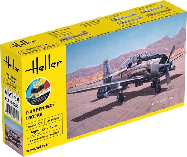 HEL56279 - Kit de démarrage avec peinture et accessoires - T-28 FENNEC et TROJAN à assembler - 1