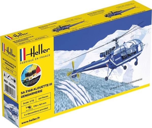 HEL56286 - Kit de démarrage avec peinture et accessoires - ALOUETTE SA 316 III Gendarmerie - 1