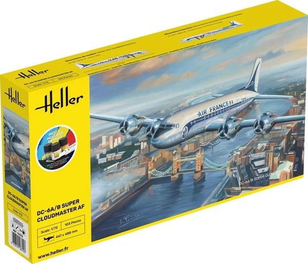 HEL56315 - Kit de démarrage avec peinture et accessoires - DOUGLAS DC6 Super Cloudmaster AIR France à assembler - 1