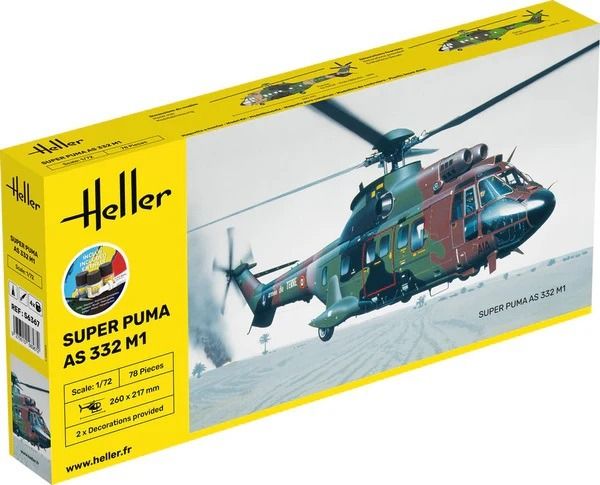 HEL56367 - Kit de démarrage avec peinture et accessoires - Hélicoptère Aérospatiale AS332 Super Puma M1 à assembler - 1