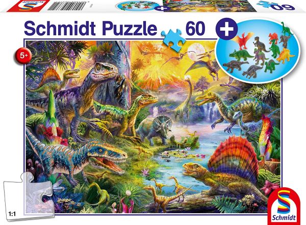 SCM56372 - Puzzle 60 Pièces Dinosaures avec figurines - 1