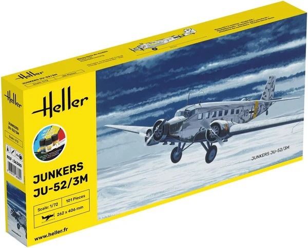 HEL56380 - Kit de démarrage avec peinture et accessoires - JUNKERS JU-52/3m à assembler - 1