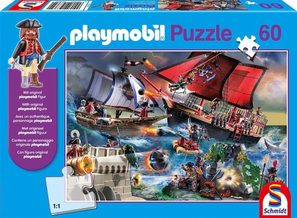 SCM56382 - Puzzle 60 Pièces PLAYMOBIL Les pirates avec figurine - 1